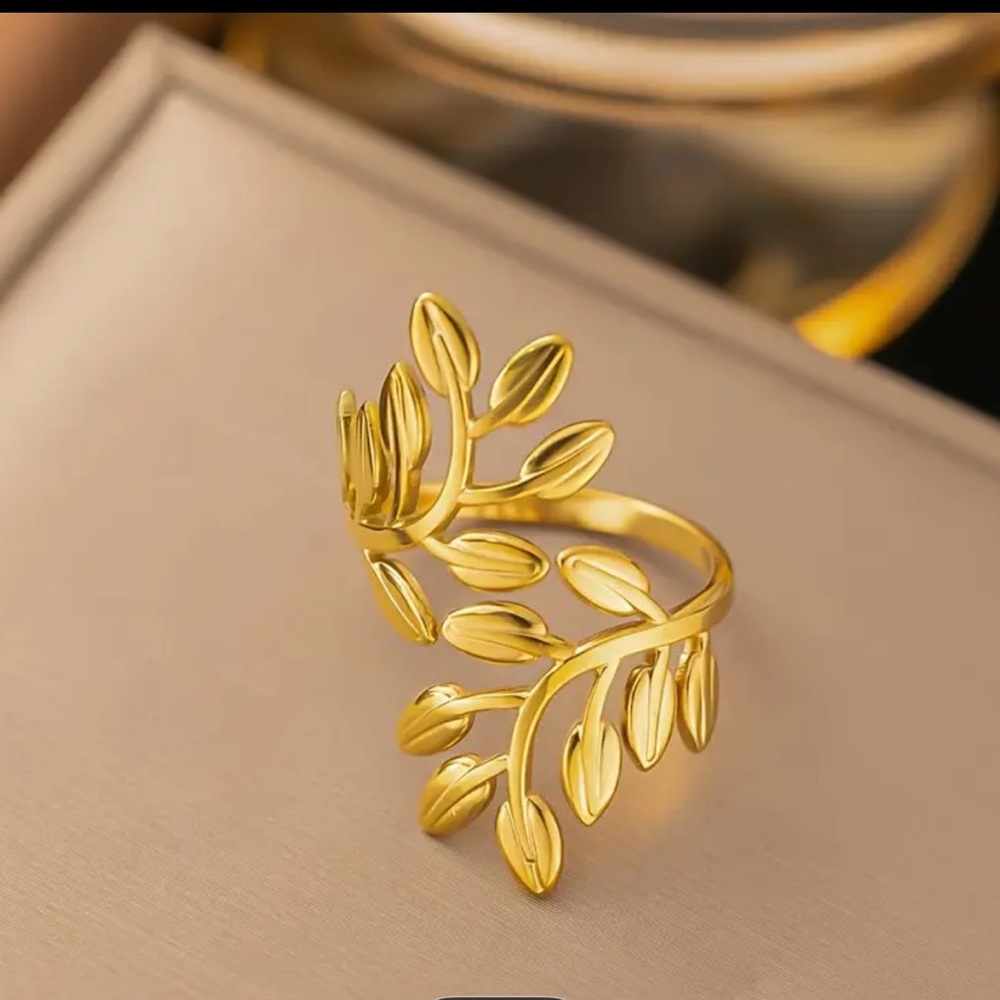 Nature-18k gold plated stainless steel ring